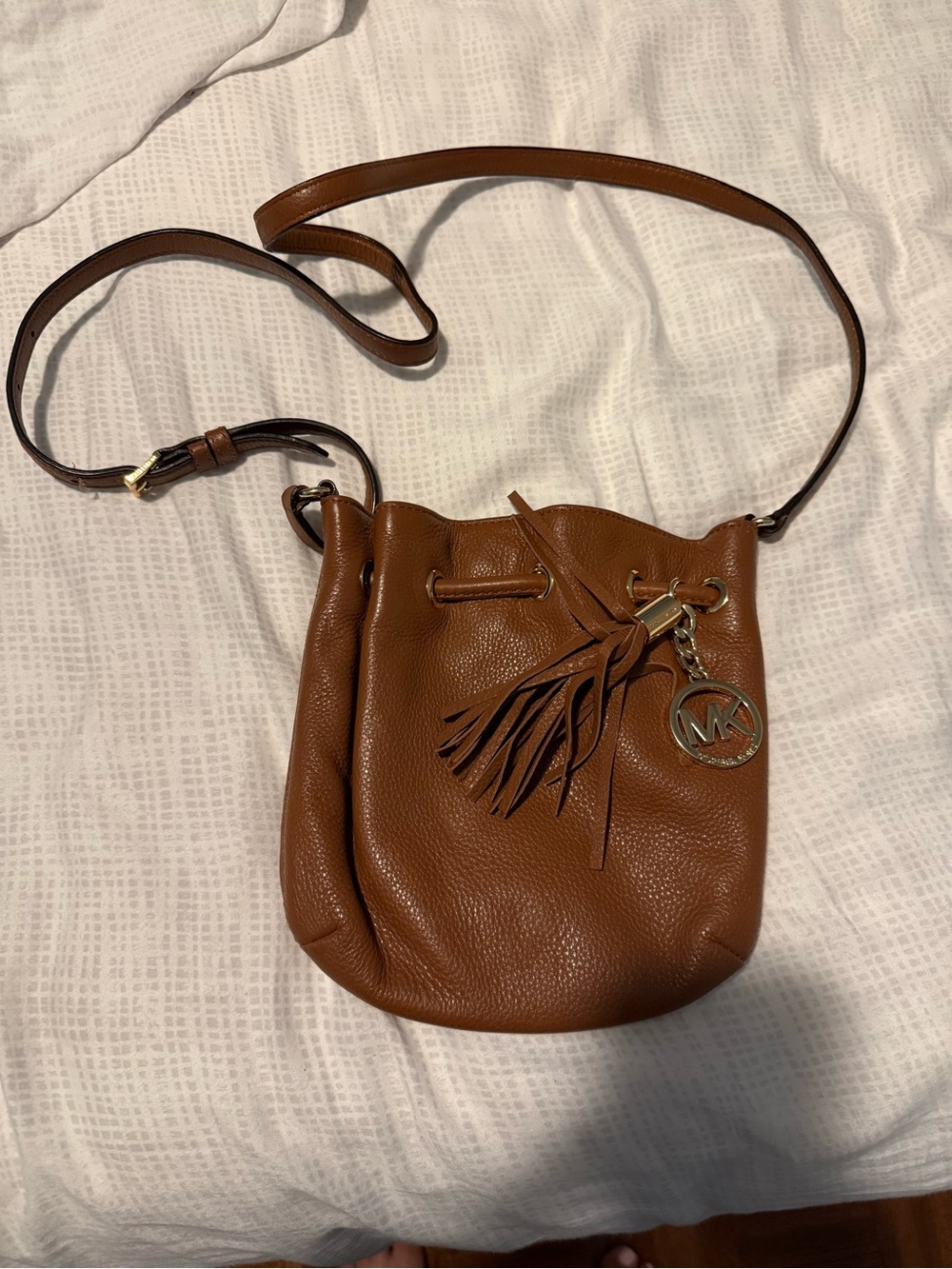 Michael Kors Leather Ring Tote Crossbody Bag Brown Cognac 35S1TRTC1L
